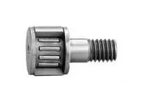 Side view of Miniature Metric Cam Follower CFS2, Caged High Carbon Steel Cylindrical Outer Ring, Shielded Hex Head Stud, M2x0.4 Thread, 4.5mm Roller