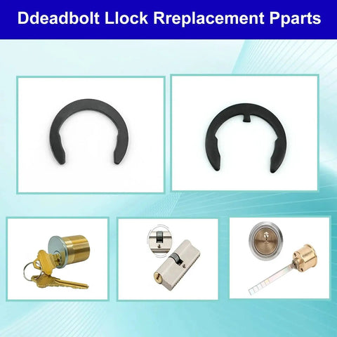 Ultimate 120 Piece Deadlock Plug Retainer Clips Kit For Kwikset And Schlage Locks shown with lock cylinder images