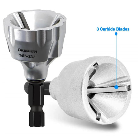 Heavy Duty Deburring Chamfer Tool With Tungsten Carbide Blades And Fast Hex Shank for burr removal, showing 3 carbide blades
