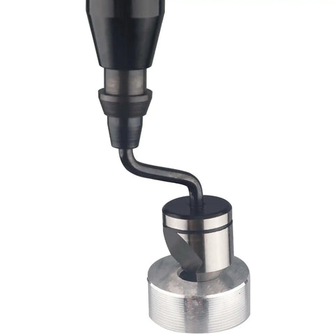 Deburring Countersink Tool Set For Metal Wood And Plastic, Pro Grade Precision Hand Reamer with ergonomic handle shown in use
