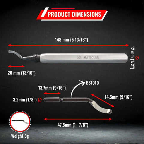 Deburring Tool With Micro Polished Anodized Aluminum Handle And High Speed Steel M2 Blades For Metal PVC Copper Pipe Plastic Resin And 3D Printed Edges dimensions and specifications