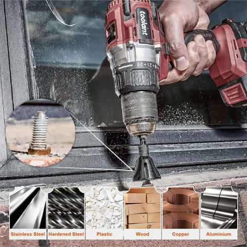 Pro Grade Deburring External Chamfer Tool With Tungsten Carbide Blades, 3 16th to 1 Inch Range, used with a drill