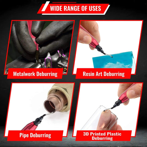 Deburring Tool With Swivel Head And 11 Blades Plus 2 Countersink Hand Reamers for metal, resin, pipe, and 3D printed edge deburring