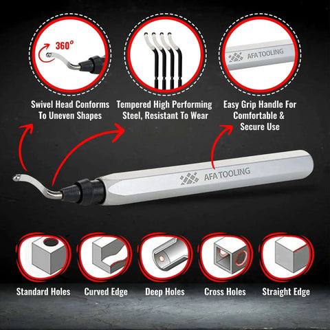 Image showing Deburring Tool With Micro Polished Anodized Aluminum Handle And High Speed Steel M2 Blades For Metal PVC Copper Pipe Plastic.