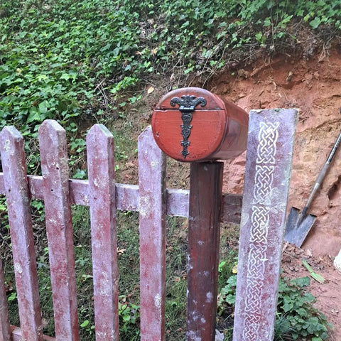Two Piece Black T Strap Decorative Furniture Hinges on wooden fence, zinc alloy, rust and corrosion resistant, outdoors installation