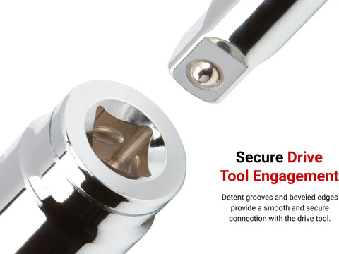Deep 1/2 Inch Drive 1-1/16 Inch Deep 6-Point Socket for Hex Fasteners, Extra Reach Deep Socket to Grip Flat Sides and Prevent Rounding, Ideal for Wells and Long Threads, Tekton SHD23027 shown with beveled edges