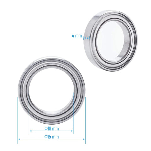 6700ZZ 10 PCS Deep Groove Ball Bearing 10×15×4mm Double Metal Shielded Ball Bearing Chrome Steel, side view, dimensions shown