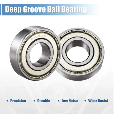 Front view of Beefy Deep Groove Ball Bearing 6003Z With Single Shield 17mm By 35mm By 10mm Chrome Steel Bearings for heavy-duty projects.