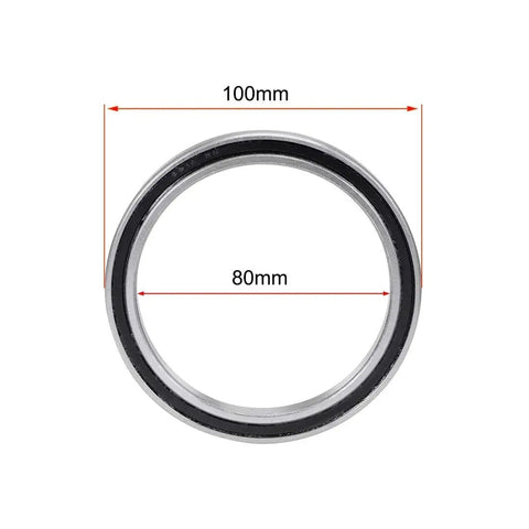 Deep Groove Ball Bearing 80x100x10mm Double Sealed Chrome Steel 6816-2RS Bearing front view with measurement labels