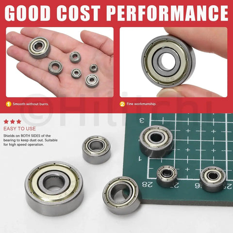Deep Groove Ball Bearing Assortment Kit, 60 Pieces In 6 Sizes, With Double Shield, Shielded Carbon Steel Bearings For Voron Printer displayed on a table