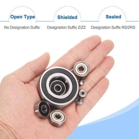 Person holding Six Pieces R10 2RS Deep Groove Ball Bearings Inner Diameter Five Eighth Inch Outer Diameter One And Three Eighths Inch