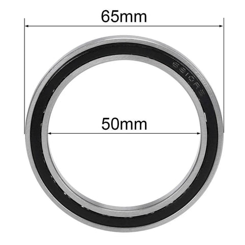 6810-2RS Deep Groove Ball Bearing with 50mm Inner Dia and 65mm OD, Chrome Steel, Double Sealed, Front View