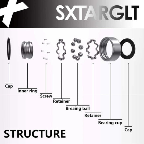Exploded view of 36pcs Deep Groove Ball Bearings Kit with 698ZZ 608ZZ 628ZZ 6903ZZ 6003ZZ 6203ZZ showing components like caps and rings.