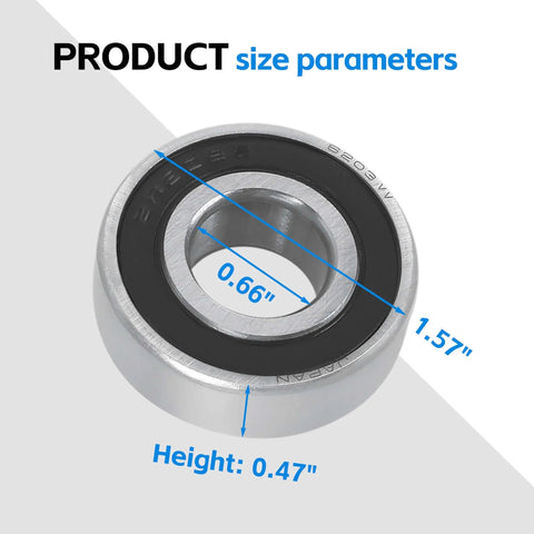 Front view of Rockwell Style Arbor Bearings For Delta Unisaw Table Saw Race Set Of 2 Replacement Parts, showing dimensions.