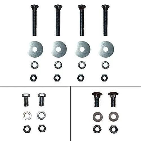 Hardware components of Deluxe Motorcycle Wheel Chock Kit With Quick Release Ratchet Straps And D Ring System Orange And Black