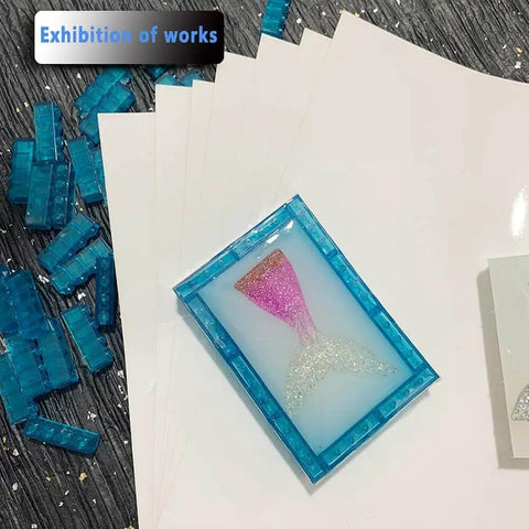 Adjustable Demolding Block Mold Housing Set for Silicone Molds shown with blue blocks and mermaid tail resin mold.