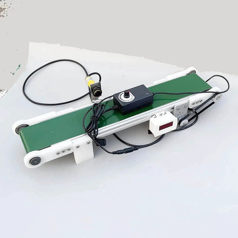 Desktop Conveyor Belt 1000mm Long 10cm Wide With Wear Resistant Anti Static PVC Belt For Smooth Transport Ideal For Physics Friction Experiments Includes Automatic Counter And Adjustable Speed 1.8 To 7.6 Centimeters Per Second 116 RPM