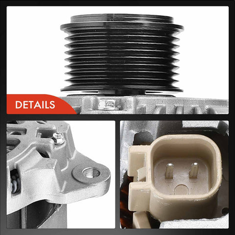 Close-up details of Heavy Duty Replacement Alternator for Dodge Ram 2500 3500 2010 to 2020 and 4500 5500 2011 to 2018, 12V 180A CW.