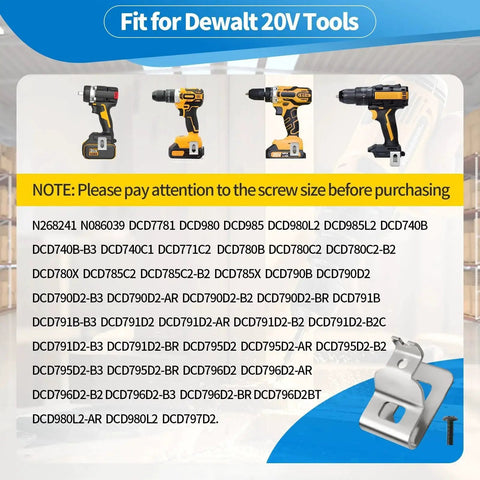 Premium four pack belt clips crafted from 304 stainless steel with screws for reliable 20V tool attachment
