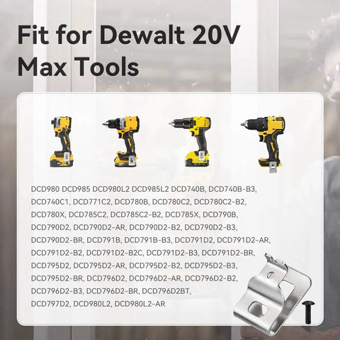 DeWalt Belt Clips 6-Pack Stainless Steel Clip Set With Screws for 20V Power Tools N268241 N086039 Fits DCD980 DCD985