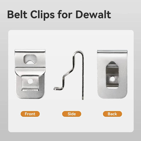 DeWalt Belt Clips 6-Pack Stainless Steel Clip Set With Screws for 20V Power Tools N268241 N086039 multiple views front side back