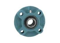 UCFC215-48 3 in Set Screw Pilot Bore Ball Bearing Single Assembly in Cast Iron Flange Housing, front view