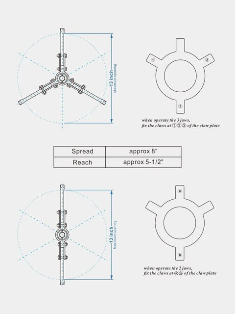Diagram of Beefy Hydraulic Gear Puller Kit With Five Ton Capacity And Two Or Three Adjustable Jaws Bearing Hub Separator Tool