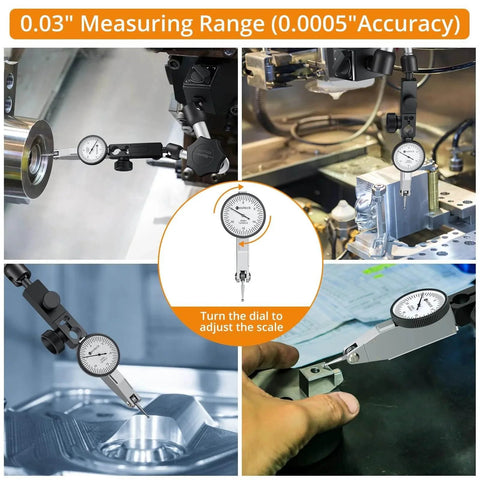 Dial Test Indicator with Magnetic Base Stand and Storage Case, 0-0.03"/0.0005" Test Indicator Set for Machine Setup