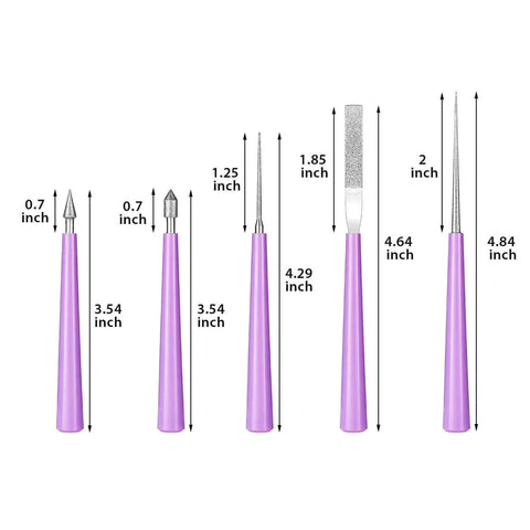 10 Piece Bead Reamer Set For Jewelry Making And Beading Diamond Tipped Reamers With Purple Handles In 5 Shapes And Sizes