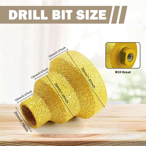 Diamond Cone Drill Bit Set With Multi Layered Tapered Reamer For Drilling Holes In Metal Wood Concrete Tile Marble And Engineered Stone Includes 20mm 35mm And 50mm Sizes For Fast Clean Cuts And Long Lasting Cutting Life