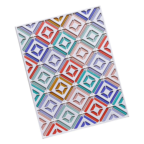 Colorful diamond pattern background made with Diamond Frame Cutting Dies Set For Card Making And Scrapbooking 2 Pack Background Frames