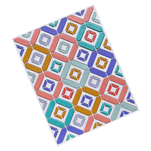 Colorful geometric pattern made with Diamond Frame Cutting Dies Set for Card Making and Scrapbooking 2 Pack Background Frames