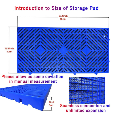 Image of 6 Pack Diamond Shaped Plastic Pallets 23.6 by 15.7 by 2 Inches Each, Heavy Duty HDPE Pallets.