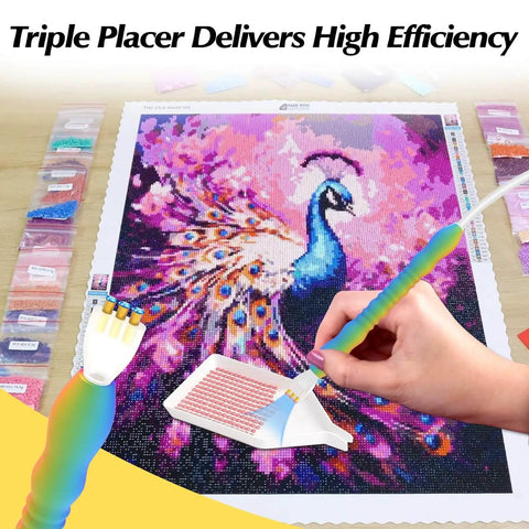 Ergonomic Vacuum Diamond Painting Pen Two Pack With Straight Tip And Angled Tip Lightweight Slick Grip used for peacock mosaic art