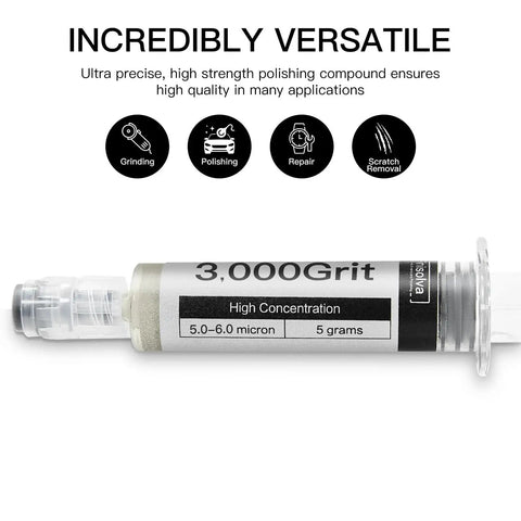 Diamond polishing compound with 30% diamond powder, 5-6 micron grit, oil-based paste for glass, marble, metal, resin, rock, jewelry