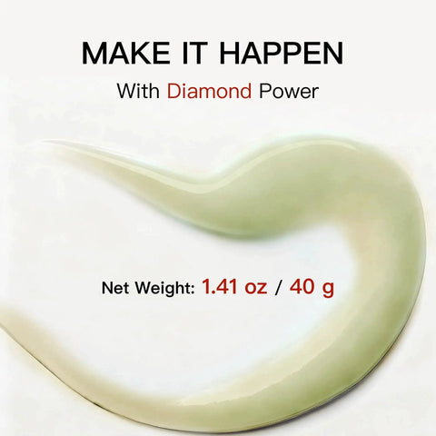Achieve stunning mirror finishes on marble, glass, metal, jewelry, resin and more with this high density diamond polishing paste, 30% real diamond powder and 3,000 grit for fast scratch removal and flawless shine in hand or machine use. "Make it Happen with Diamond Power" text and 1.41 oz net weight shown.