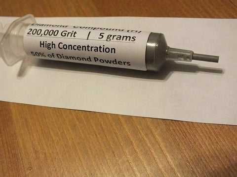 Achieve ultra high gloss on marble glass metal jewelry resin and stone with USA made diamond polishing paste, 50 percent diamond powder