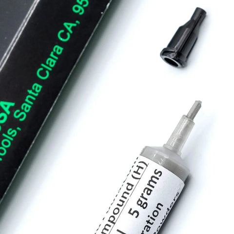 Achieve ultra high gloss on marble glass metal jewelry resin and stone with USA made diamond polishing paste, syringe close-up