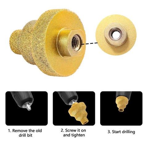 Close-up of Beast Pro Grade Diamond Step Drill Bit Set For Metal Wood Concrete Tile Marble Engineered Stone With 20mm 35mm 50mm Sizes Brazed Diamond Cone Hole Reamer Fast Hole Enlarging Tool Lyreh