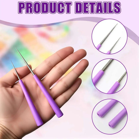 Diamond Tipped Bead Reamer Kit For Jewelry Making 2 Piece Set with purple handles and stainless steel tips