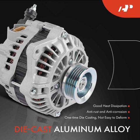 Alternator For Subaru Impreza 1993 1994 1995 1996 1997 12V 75A Five Groove Pulley Clockwise Replacement, aluminum casing.