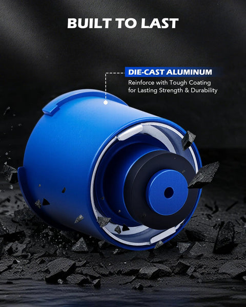 Radiator coolant pressure tester component in blue die-cast aluminum.