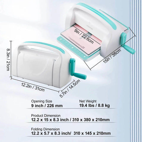 All In One Die Cutting And Embossing Machine For Scrapbooking And Card Making 9 Inch A4 Opening Manual Starter Kit, dimensions