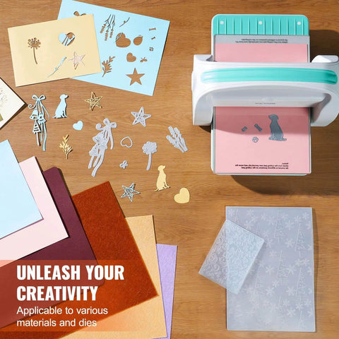 All In One Die Cutting And Embossing Machine For Scrapbooking And Card Making 9 Inch A4 Opening Manual Starter Kit with craft paper and dies.
