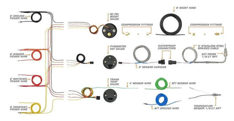 GlowShift Diesel Gauge Package For Ford Super Duty F250 F350 1999 2007 6.0L 7.3L Power Stroke wiring components overview