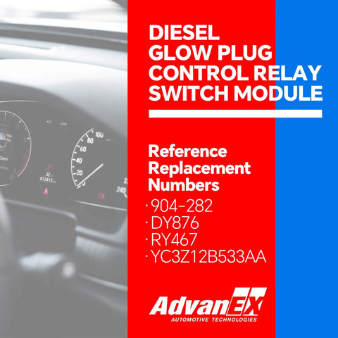Dashboard view showcasing Diesel Glow Plug Control Relay Switch Module specs for Ford F250 F350 F450 E350 YC3Z12B533AA 904282