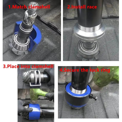 Beefy Heavy Duty Differential Carrier Bearing Puller Kit For Dana 30 44 50 60 And 8 To 9.5 Inch Axles in use on axle bearing