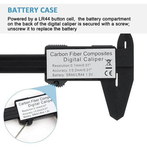 Back view of Digital Caliper 0 To 6 Inches Electronic Measuring Tool With Large LCD Screen Auto Off Inch And Millimeter Conversion