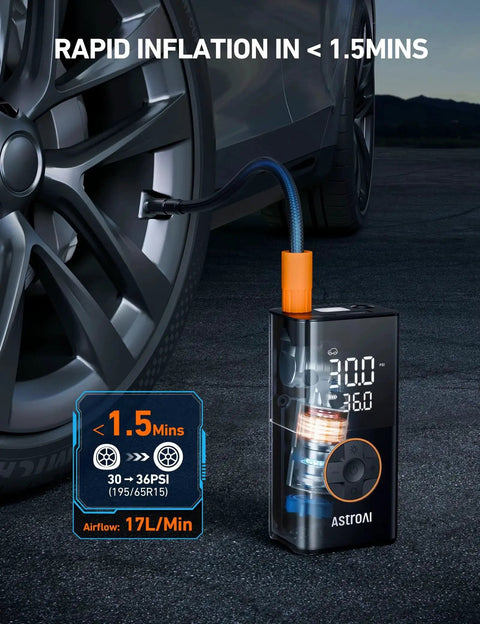 L7 Portable Tire Inflator And Cordless Mini Air Compressor With Digital Dual Value Display, 150 PSI Car Tire Pump