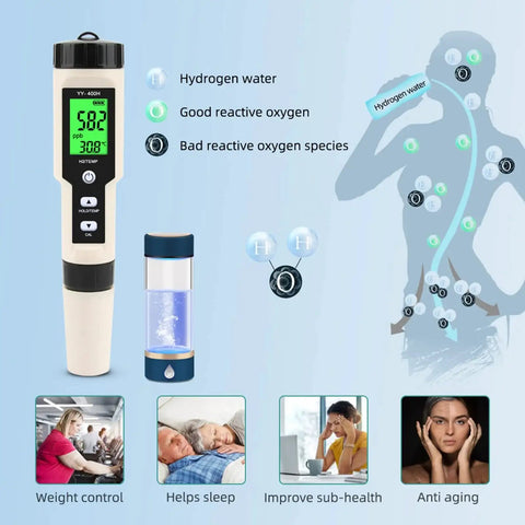 Digital Hydrogen Meter Water Quality Tester With ATC And Data Hold Function Pen Type Meter With LCD Display for diverse uses
